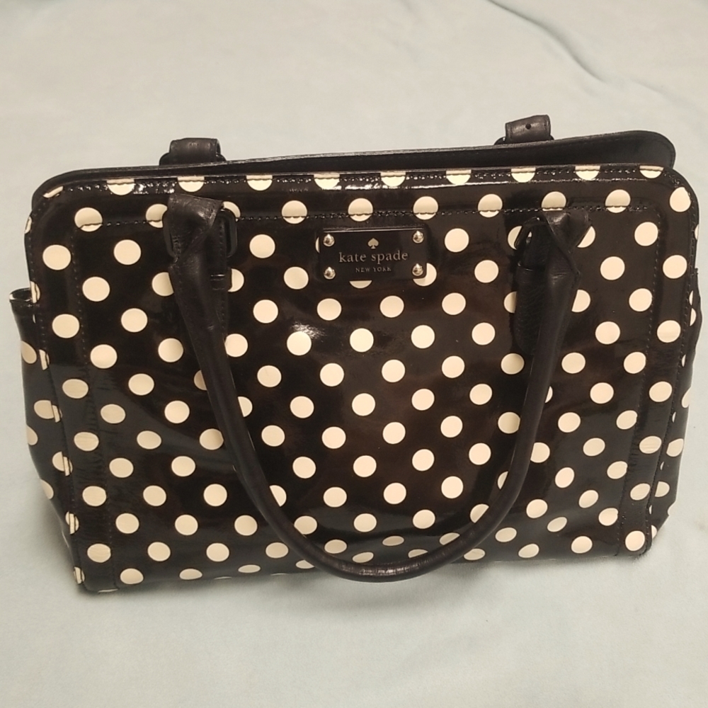 Kate Spade Black/White Polka Dot Patent Satchel